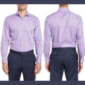 NWT $125 BOSS Hugo Boss Miles Sharp Fit Check‎ Shirt in Purple [SZ 16.5 ]
